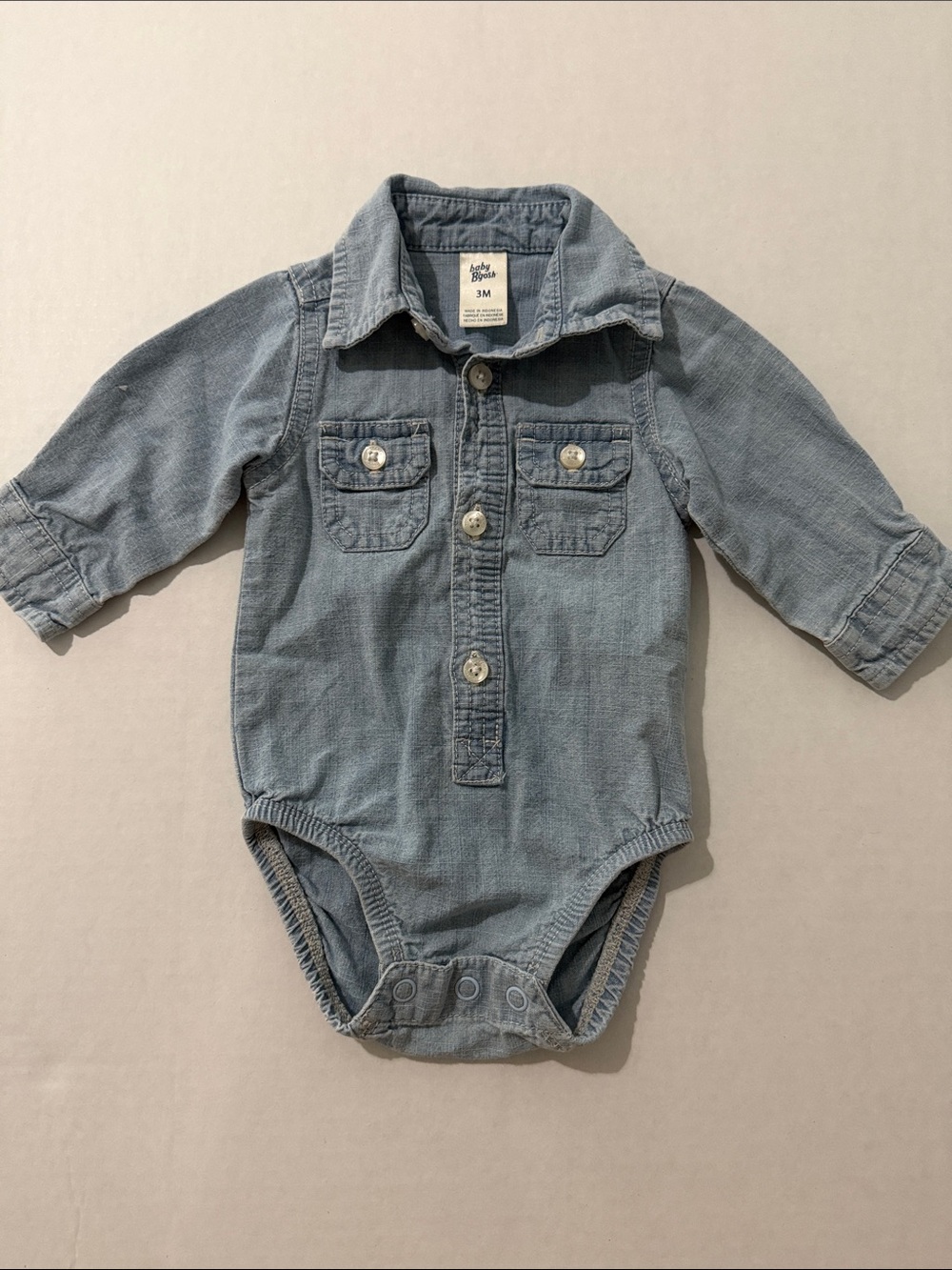 Baby B’gosh Baby 3M Light Blue Denim One-Piece Bodysuit